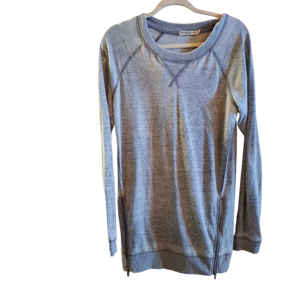 Chance Or Fate M Sweater Dress knee lenth Sweatshirt Heather Gray Distressed Wom